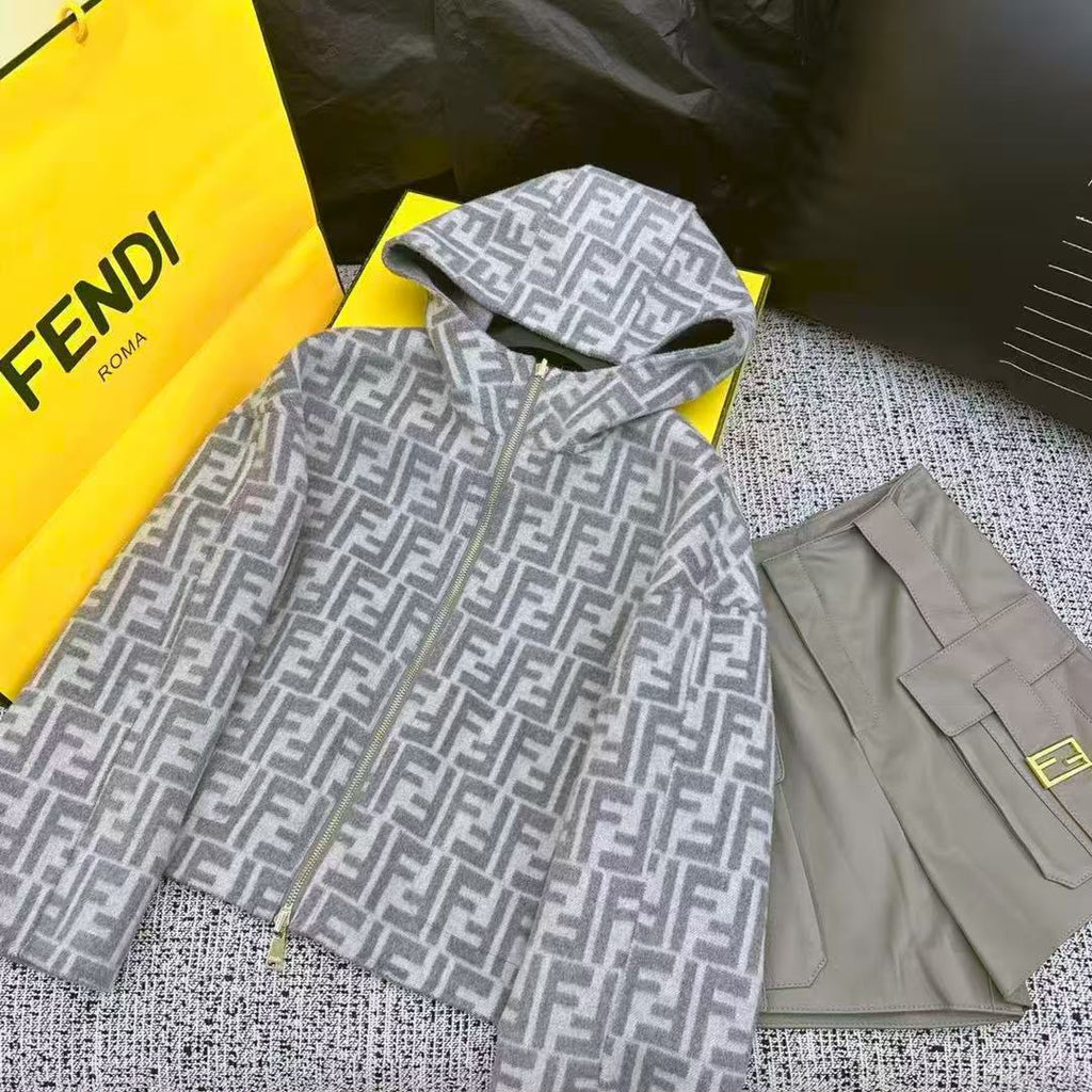 FENDI FF-Pattern Hooded Zip Jacket