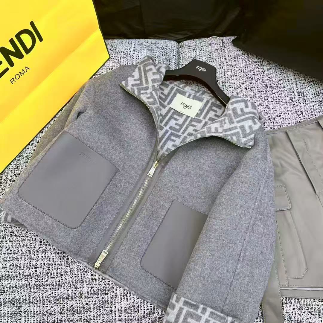 FENDI FF-Pattern Hooded Zip Jacket
