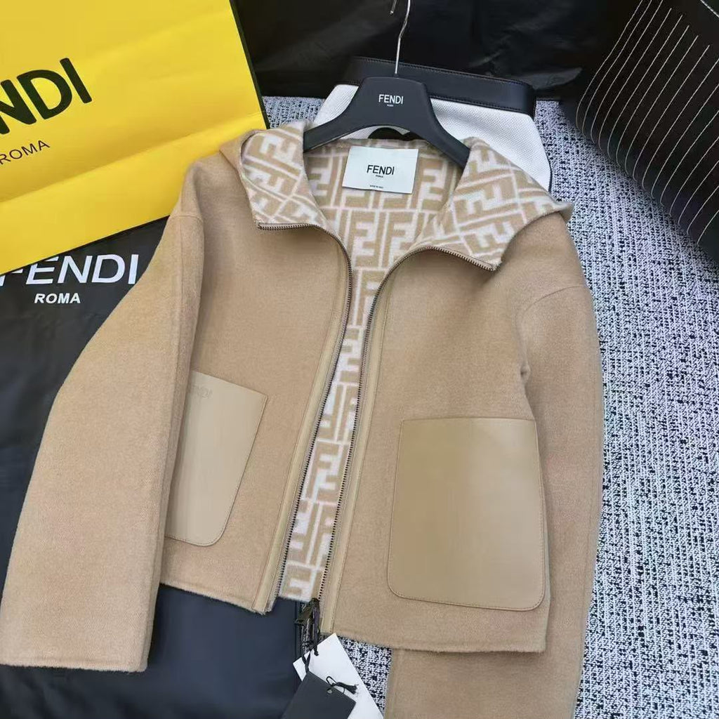 FENDI FF-Pattern Hooded Zip Jacket