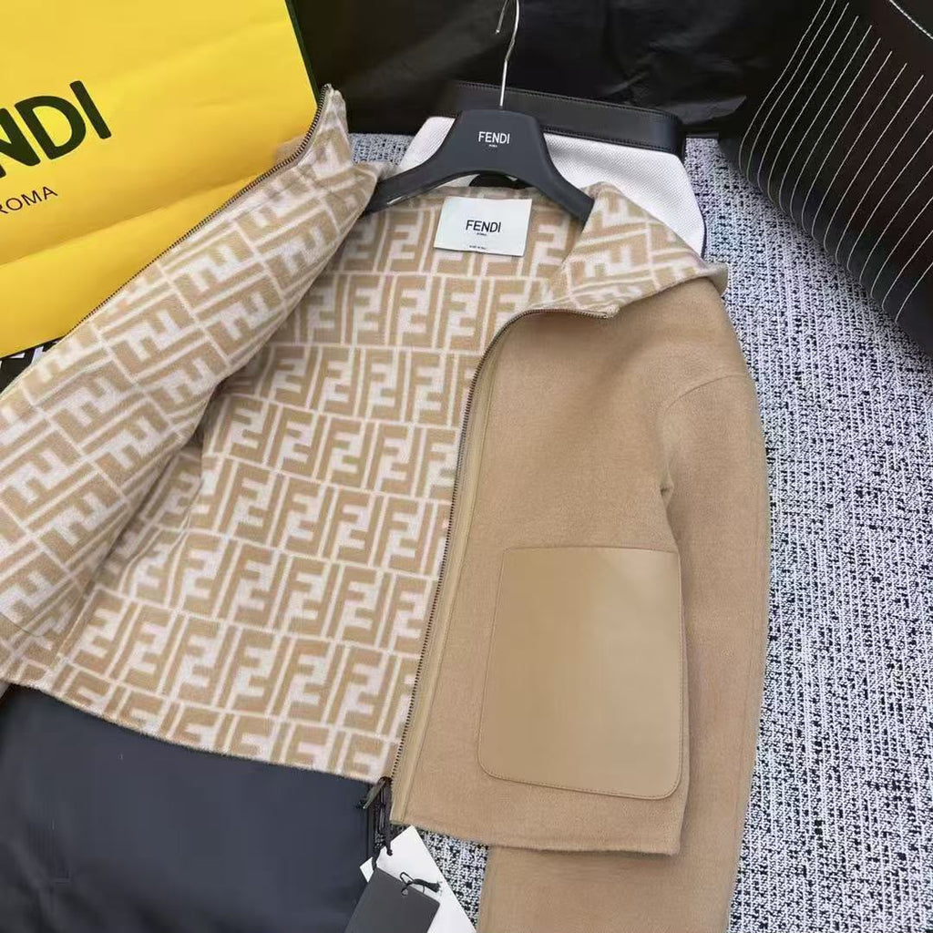 FENDI FF-Pattern Hooded Zip Jacket