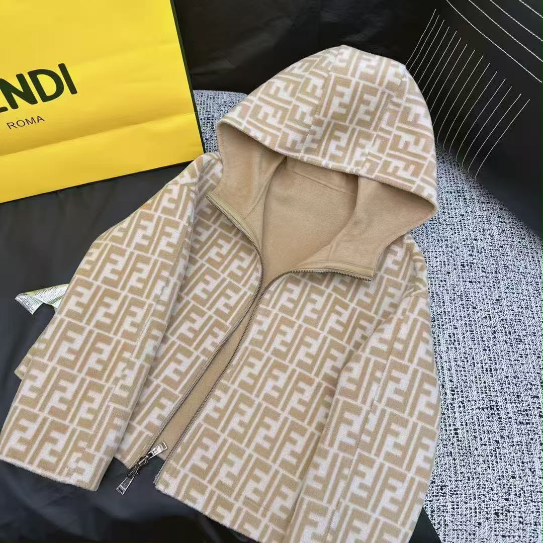 FENDI FF-Pattern Hooded Zip Jacket