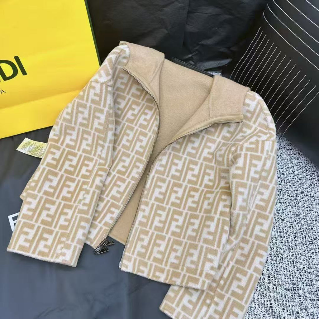 FENDI FF-Pattern Hooded Zip Jacket