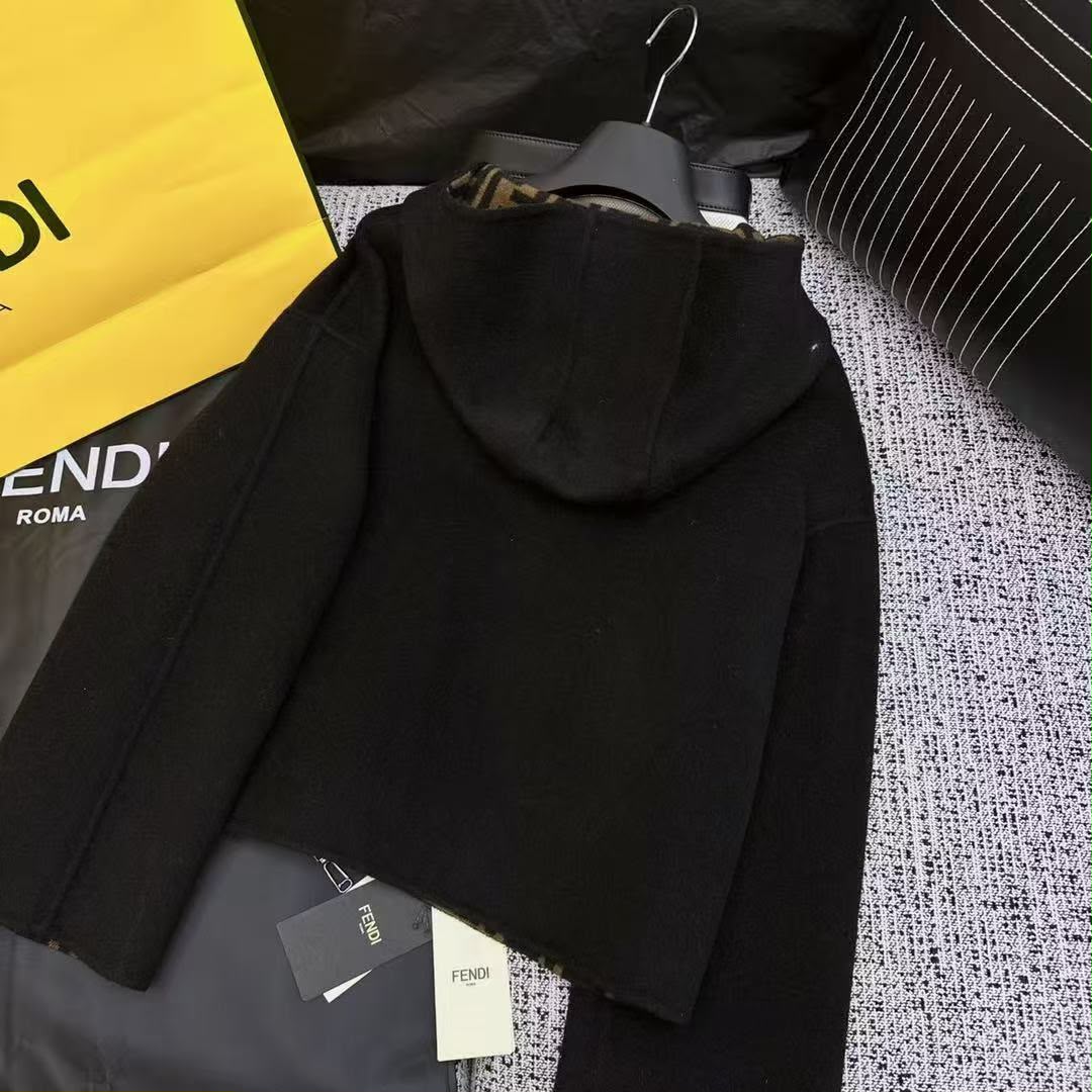 FENDI FF-Pattern Hooded Zip Jacket