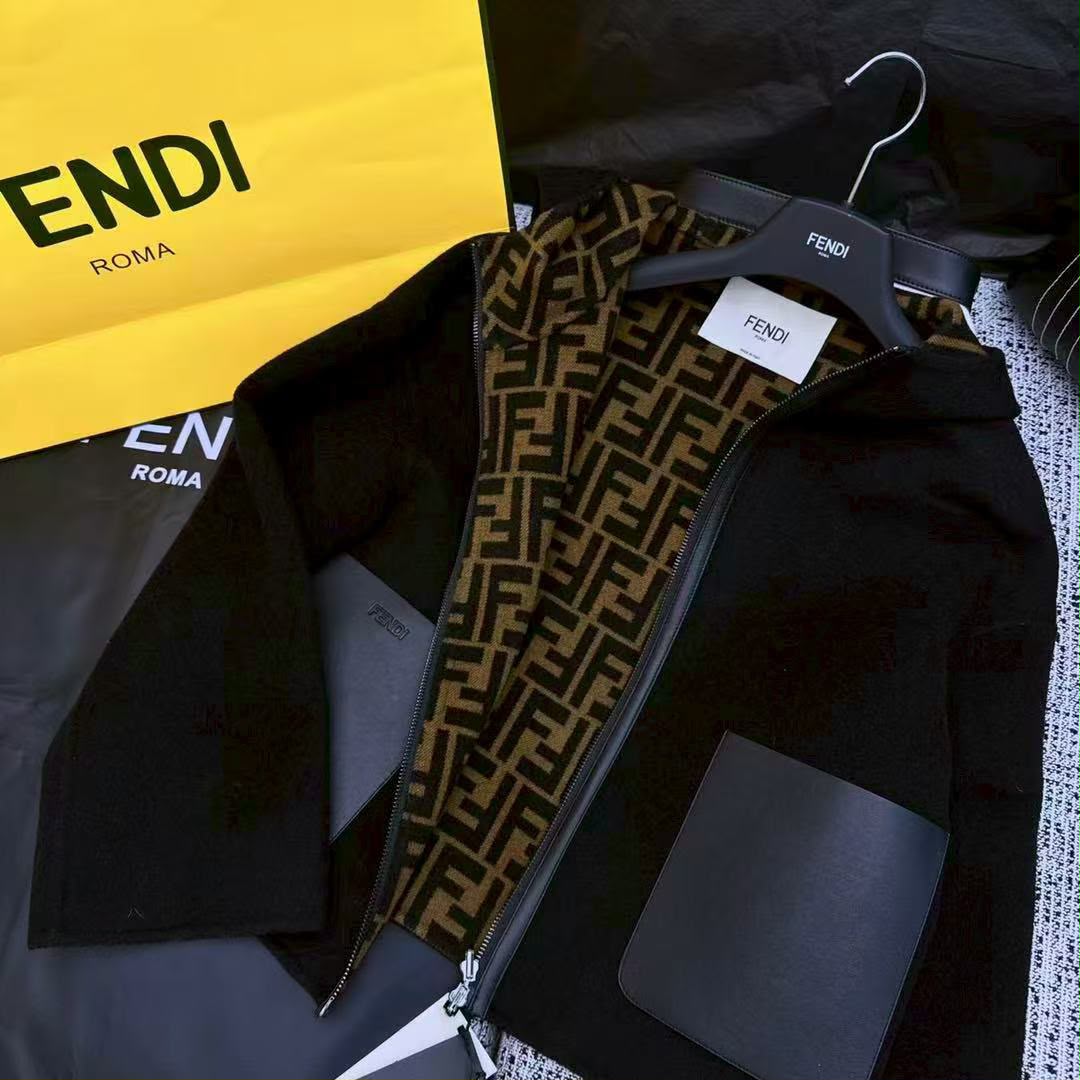 FENDI FF-Pattern Hooded Zip Jacket