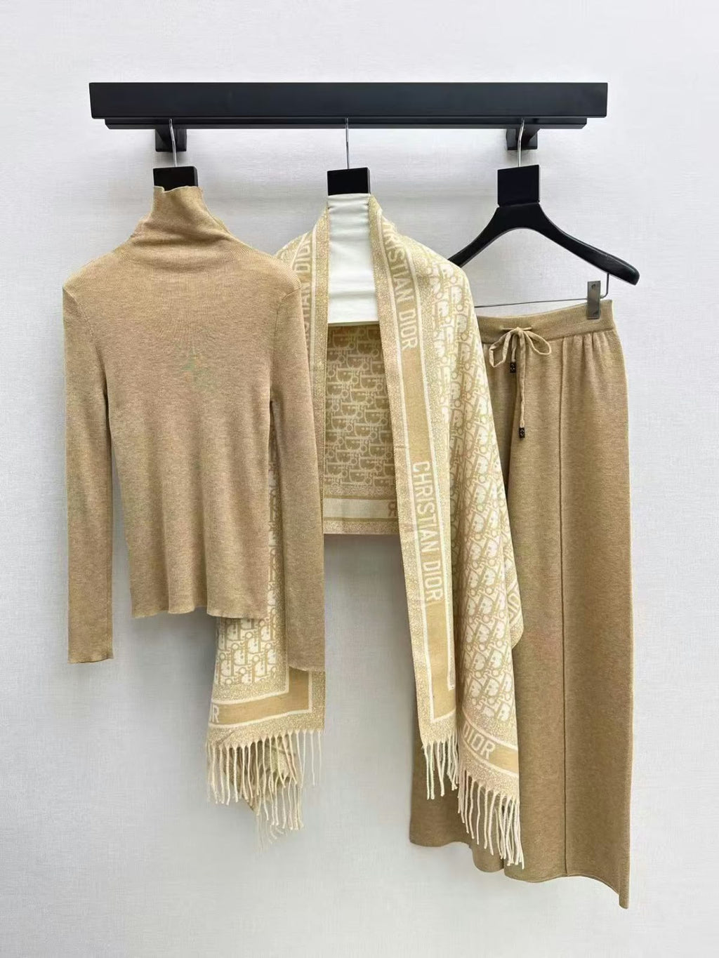 Dior Turtleneck Trousers and Monogram Shawl Set