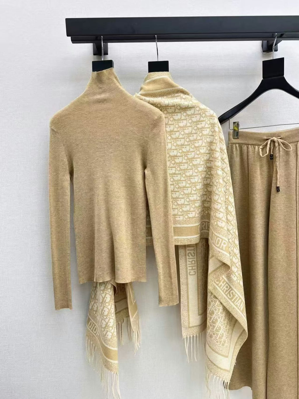 Dior Turtleneck Trousers and Monogram Shawl Set