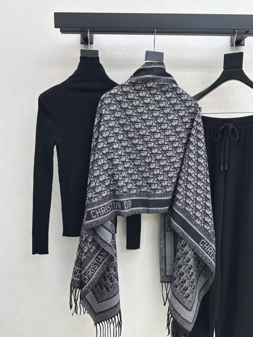 Dior Turtleneck Trousers and Monogram Shawl Set