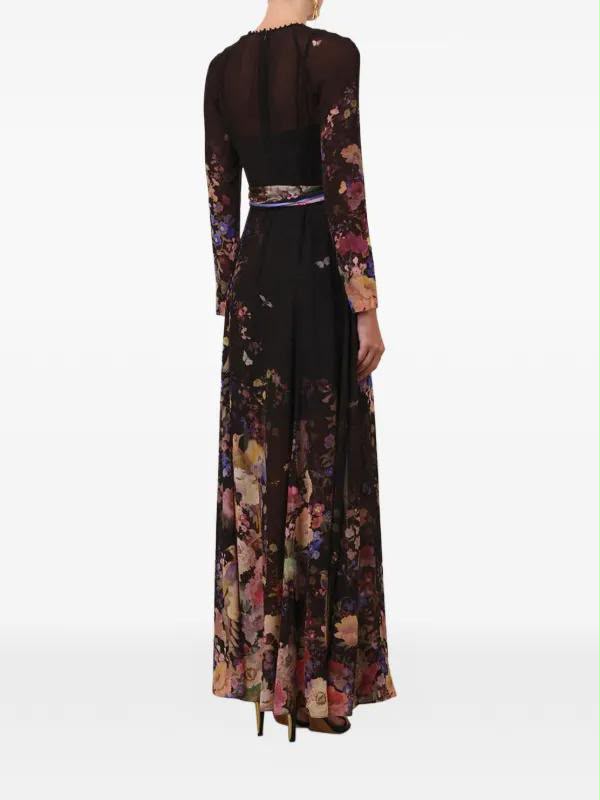 Zimmermann Floral Long-Sleeve Belted Maxi Dress