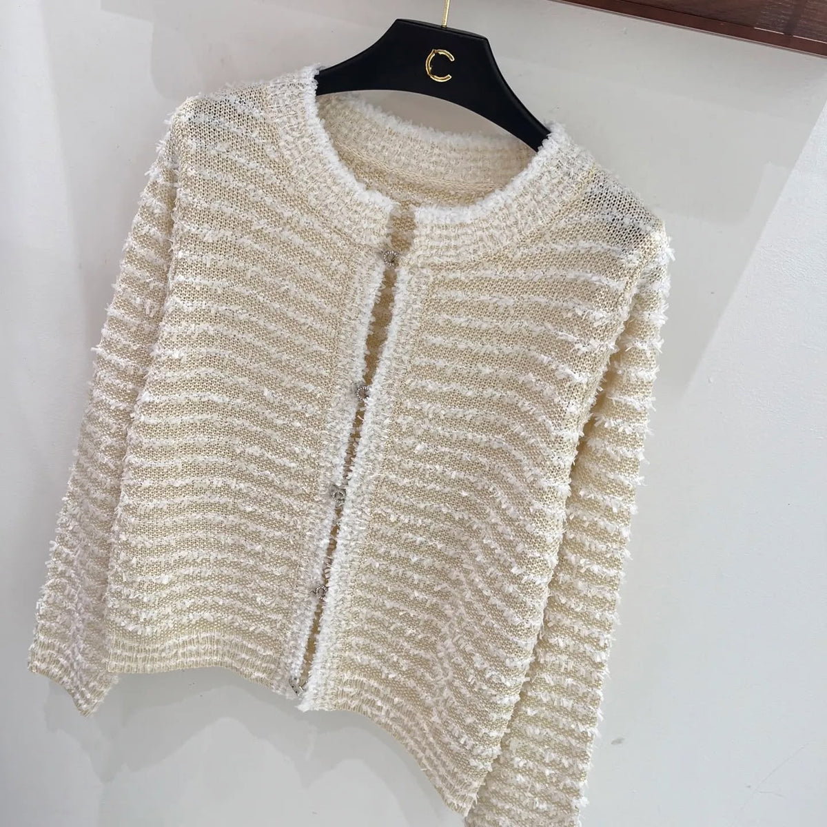 CHANEL Textured Round-Neck Cardigan