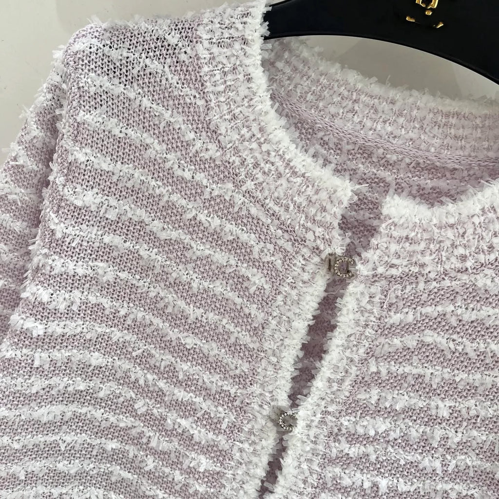 CHANEL Textured Round-Neck Cardigan