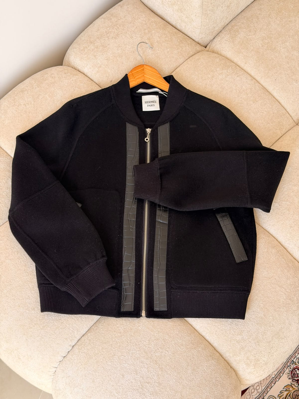 HERMES Decorative-Back Zip Bomber Jacket