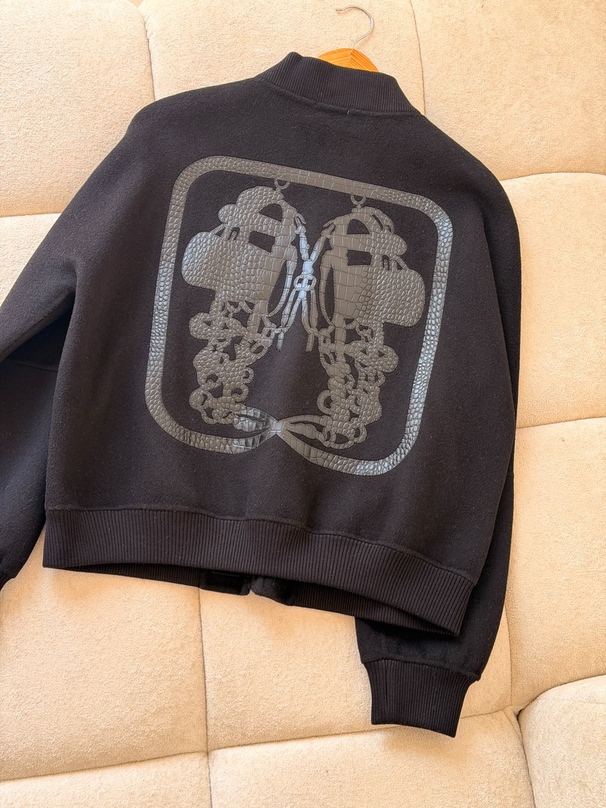 HERMES Decorative-Back Zip Bomber Jacket
