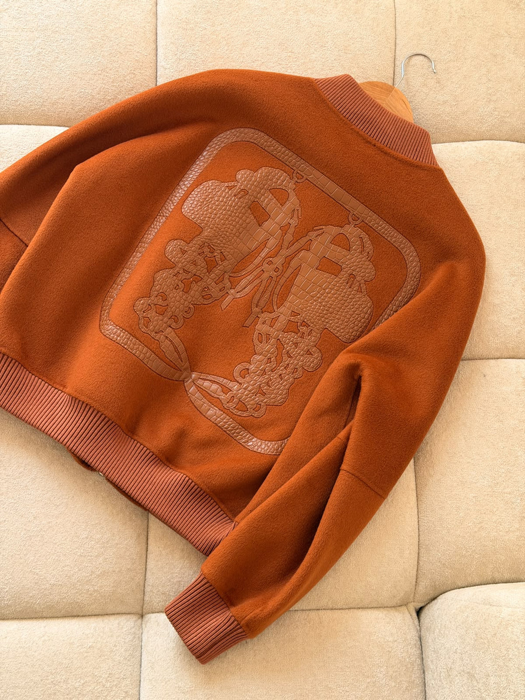HERMES Decorative-Back Zip Bomber Jacket