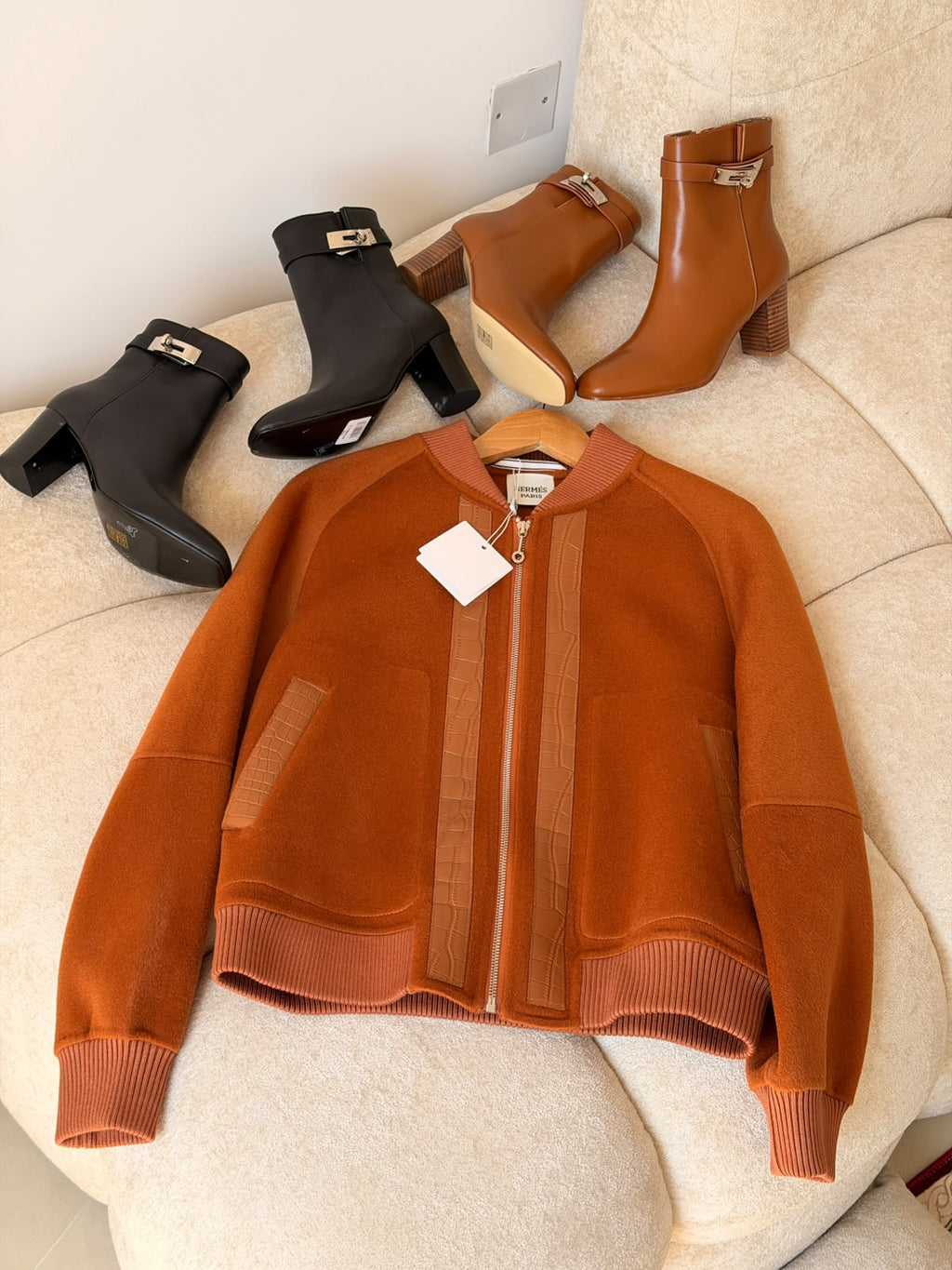 HERMES Decorative-Back Zip Bomber Jacket