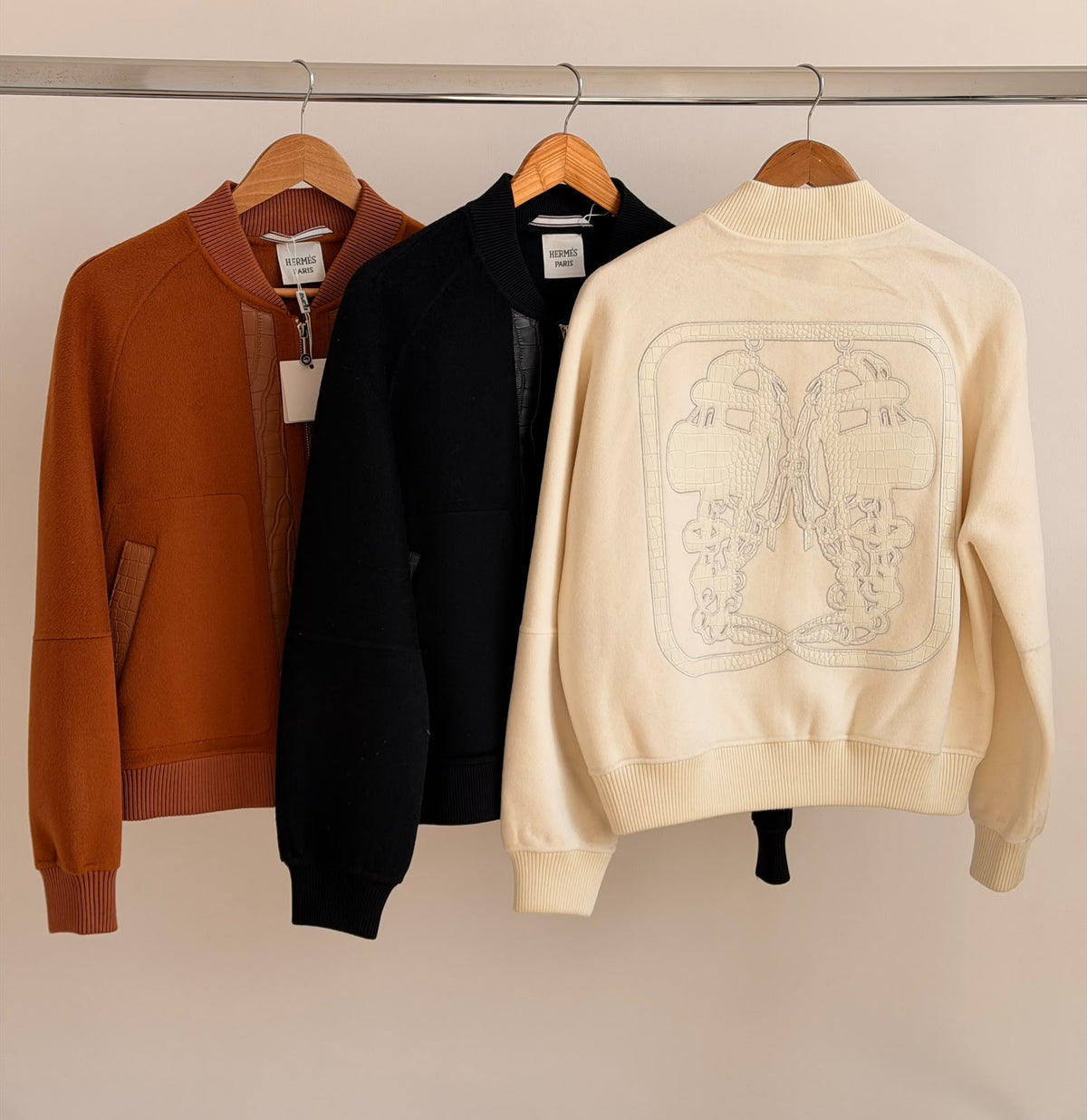HERMES Decorative-Back Zip Bomber Jacket