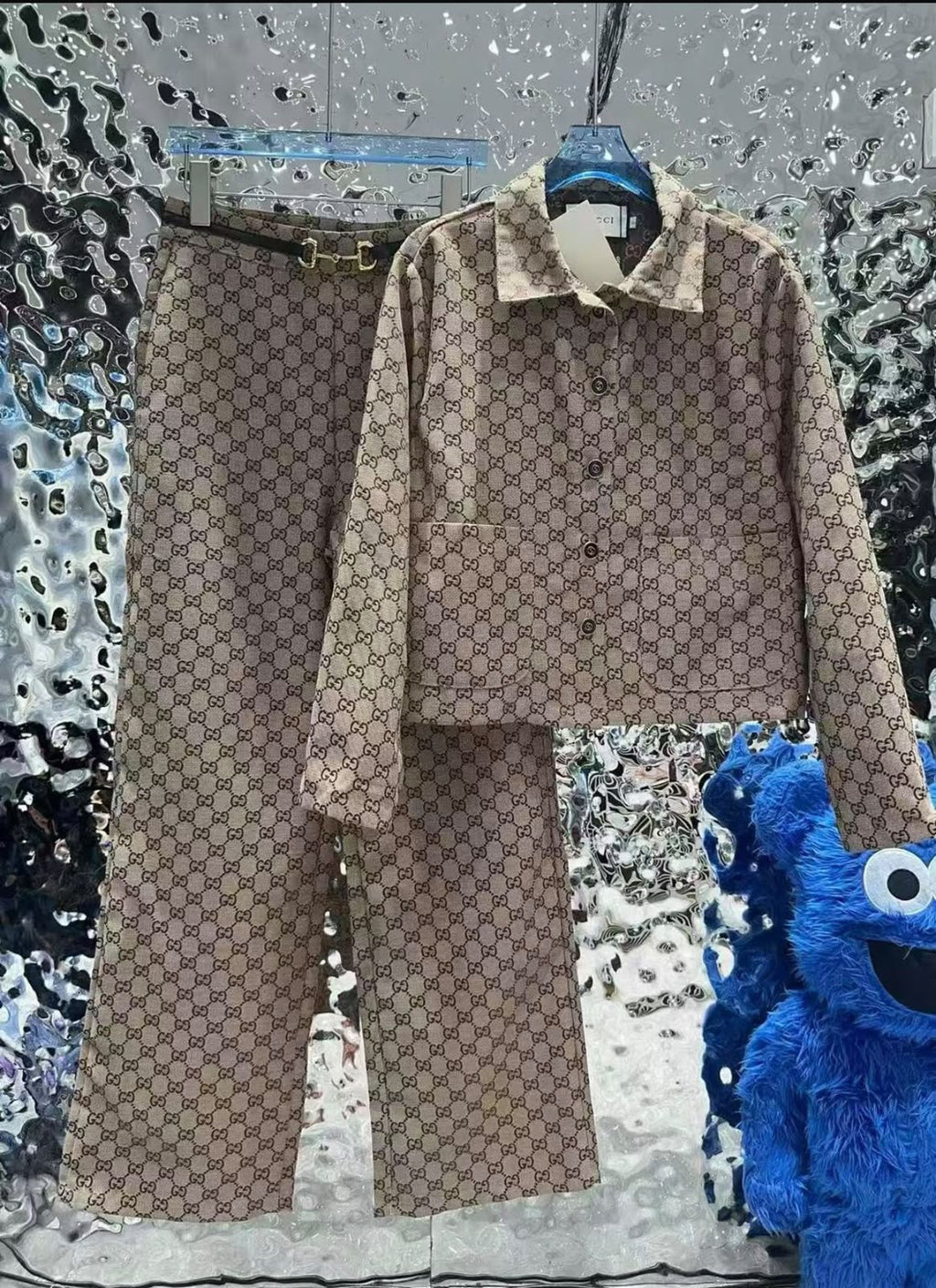 Gucci GG-Pattern Jacket and Wide-Leg Trousers Set