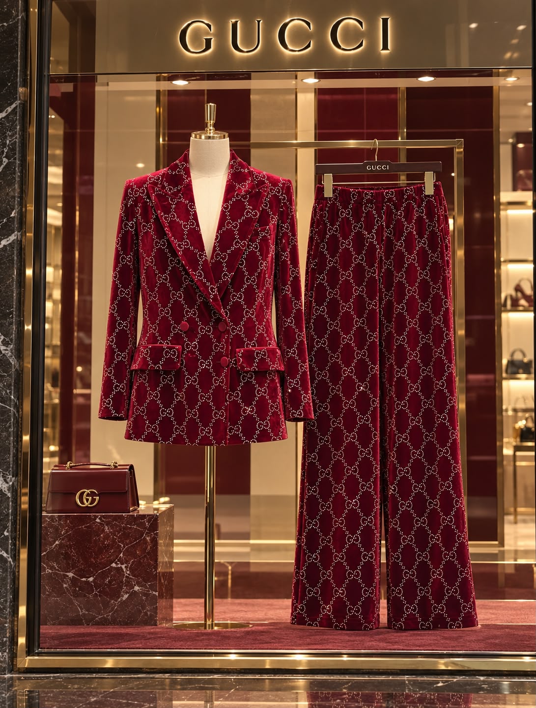 Gucci GG-Pattern Double-Breasted Blazer and Trousers Set