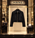 CHANEL Collared Zip-Front Cropped Jacket
