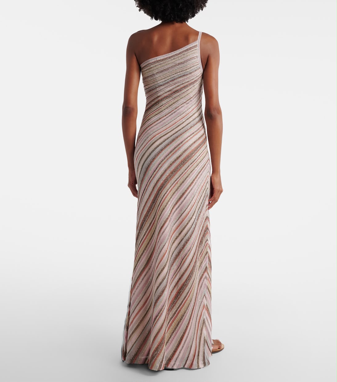 Missoni One-Shoulder Diagonal-Stripe Maxi Dress