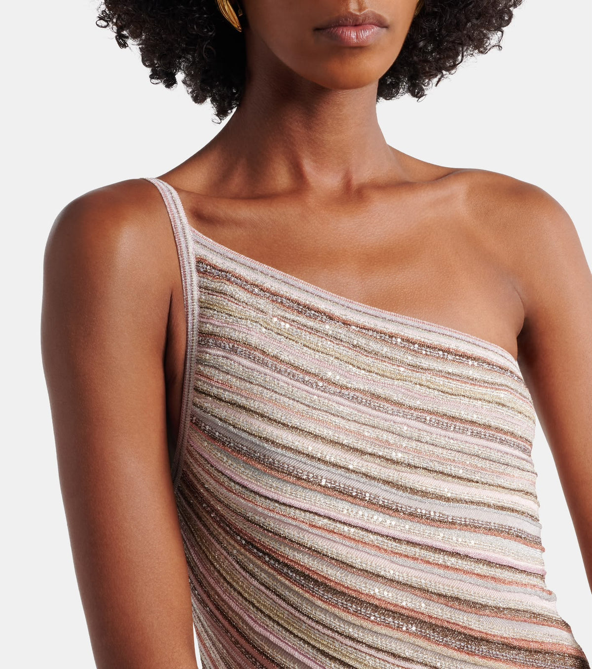 Missoni One-Shoulder Diagonal-Stripe Maxi Dress