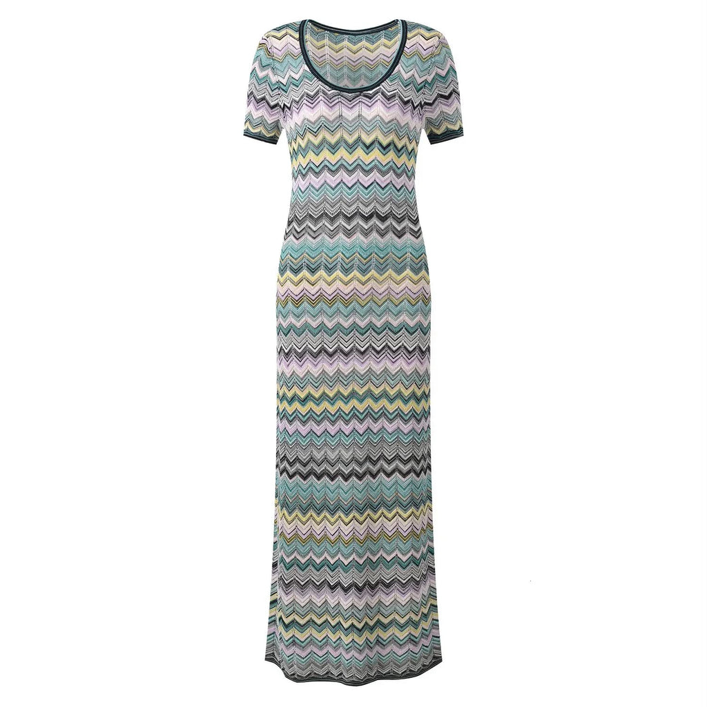 Missoni Short-Sleeve Zigzag Maxi Dress