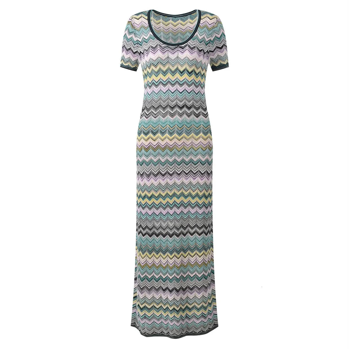 Missoni Short-Sleeve Zigzag Maxi Dress