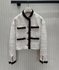 CHANEL Contrast-Trim Textured Cropped Jacket