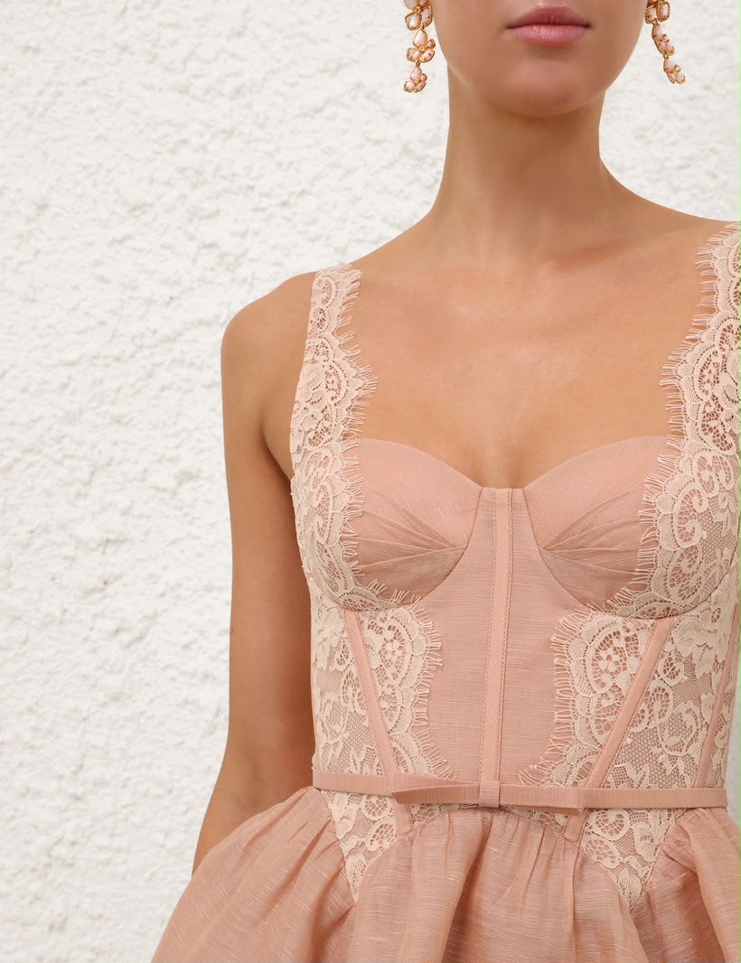 Zimmermann Lace-Trim Fit-and-Flare Mini Dress