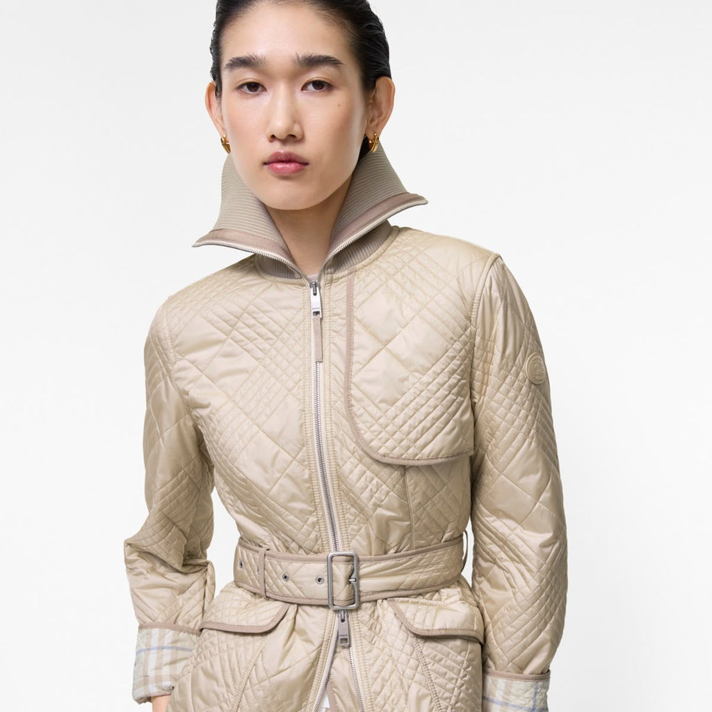Burberry Belted Quilted Zip-Front Jacket