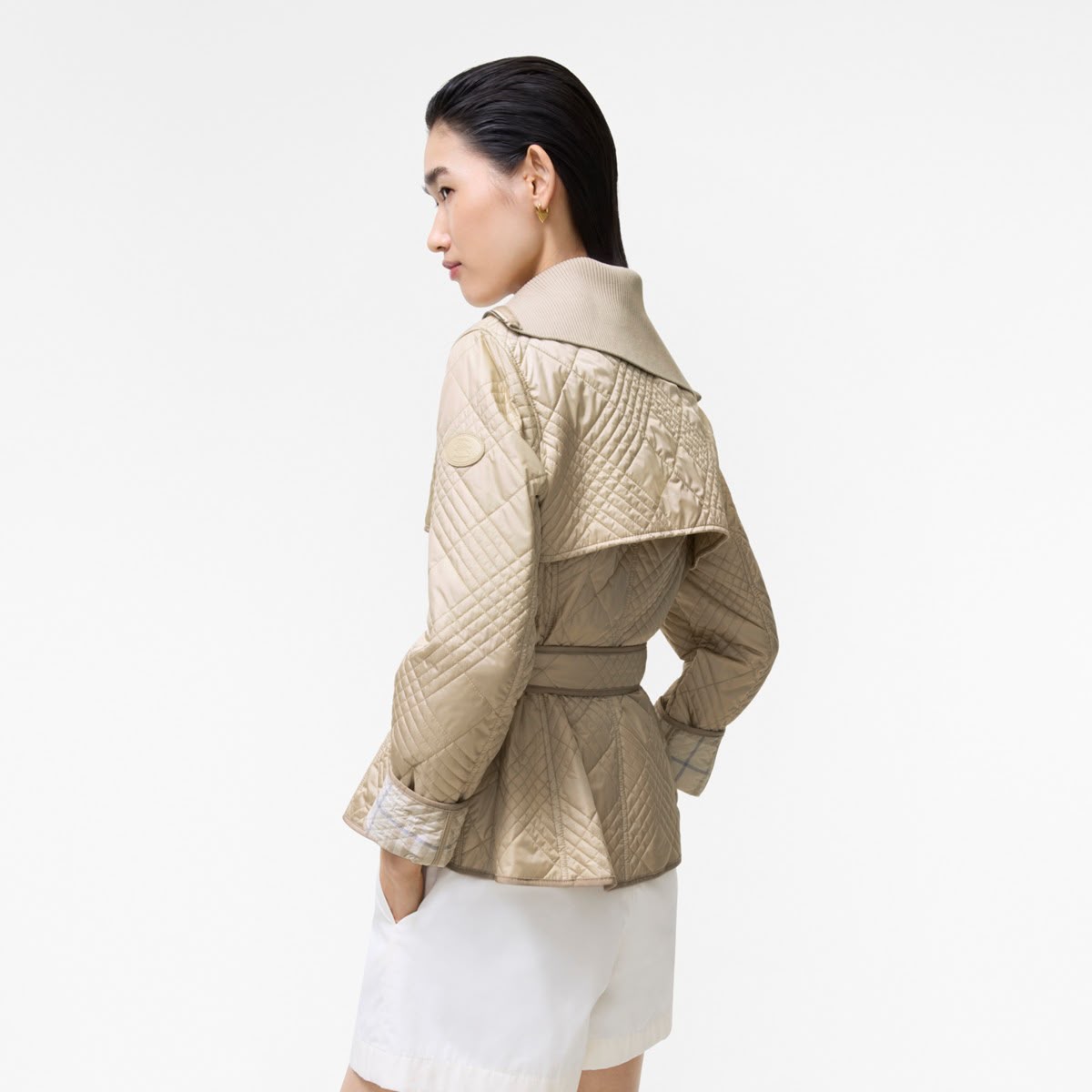Burberry Belted Quilted Zip-Front Jacket