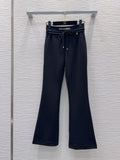 CHANEL Logo-Waist Drawstring Flared Trousers