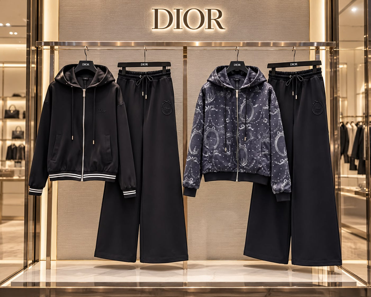 Dior Black Hooded Jacket and Wide-Leg Trousers Set