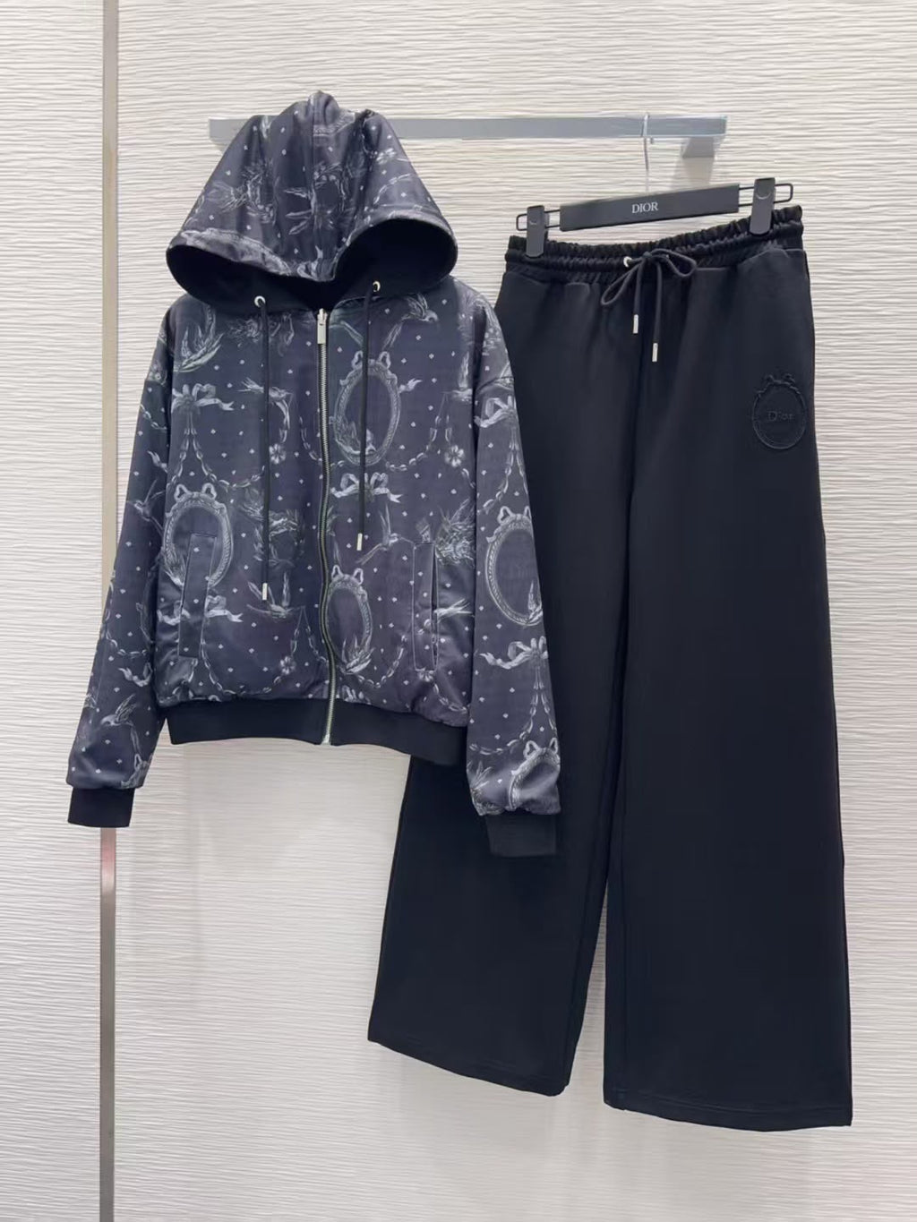 Dior Black Hooded Jacket and Wide-Leg Trousers Set
