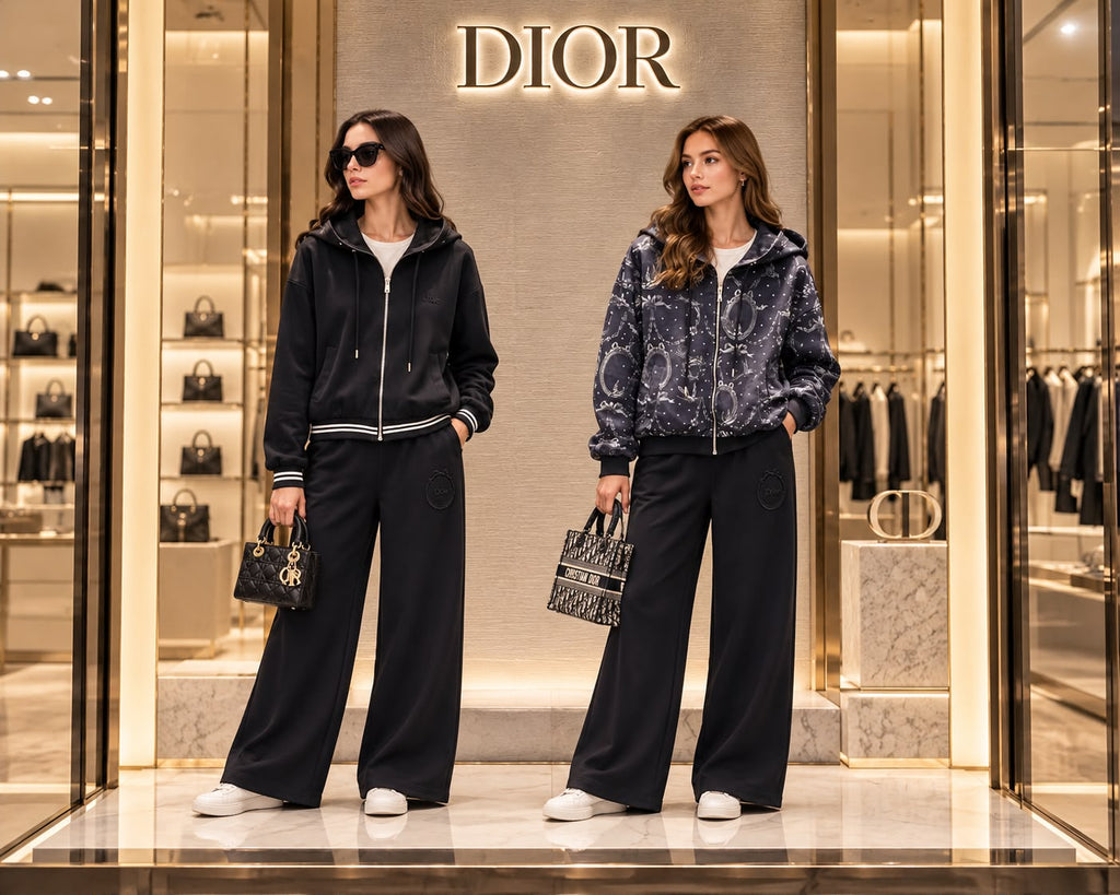 Dior Black Hooded Jacket and Wide-Leg Trousers Set