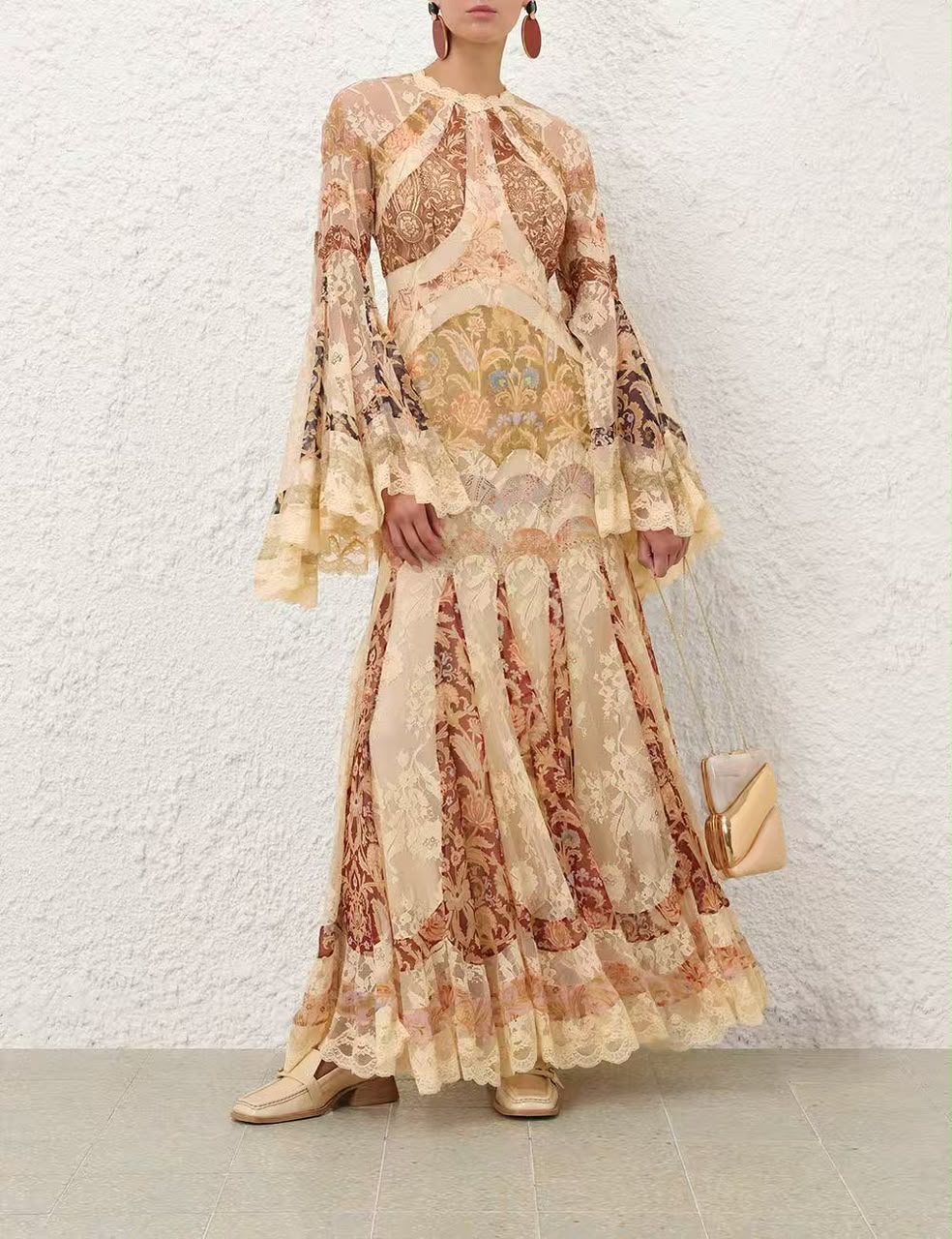 Zimmermann Ornate-Print Flared-Sleeve Maxi Dress