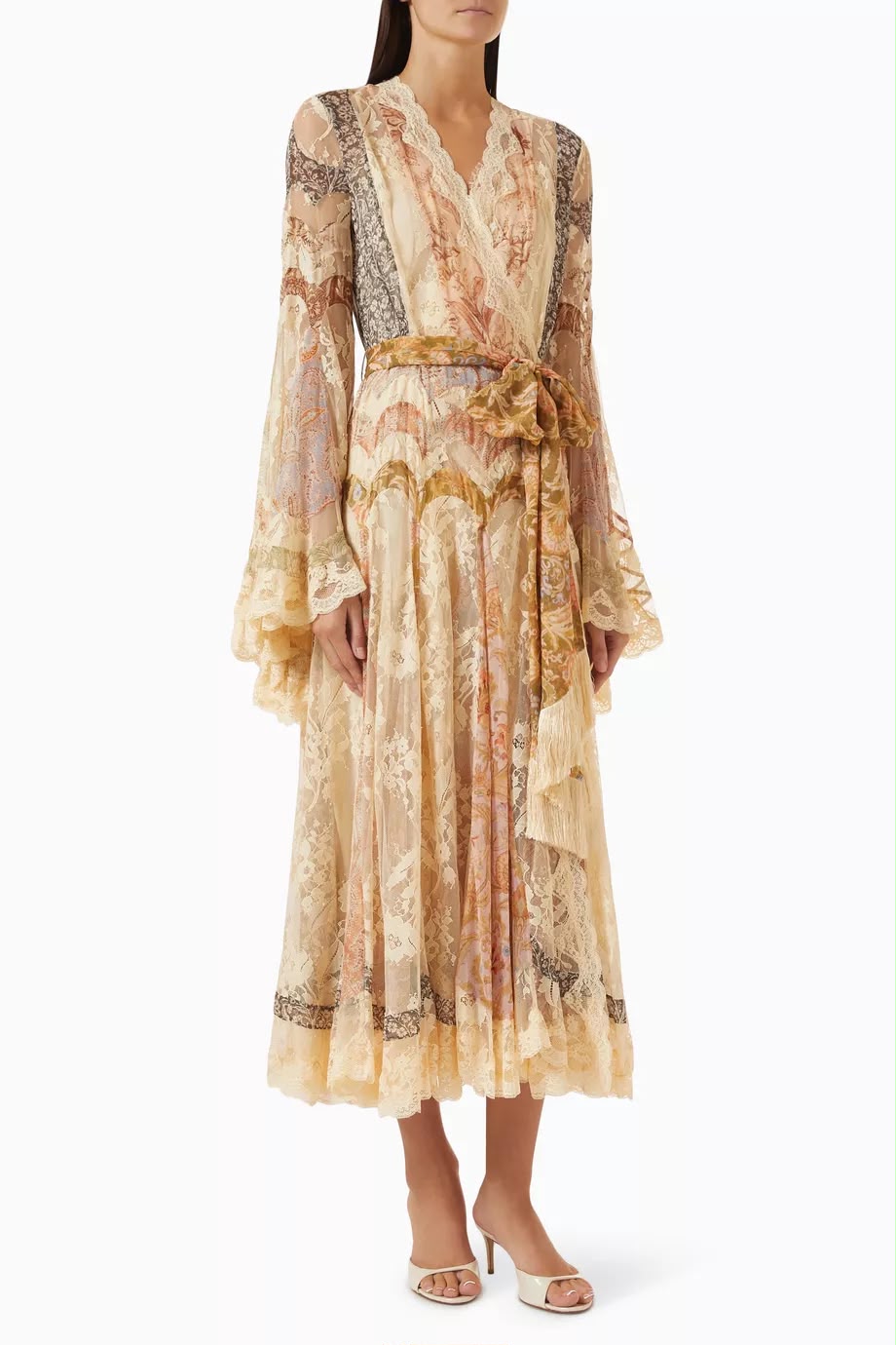 Zimmermann Ornate-Print Tie-Waist Midi Dress