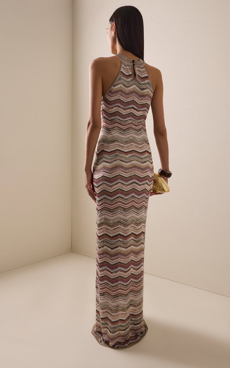 Missoni High-Neck Zigzag Maxi Dress