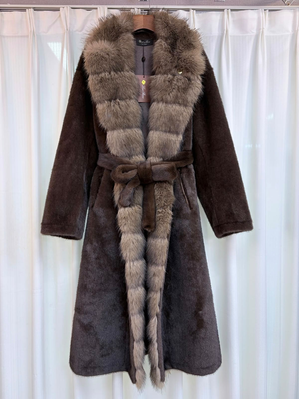 Loro Piana Plush-Trim Belted Long Coat