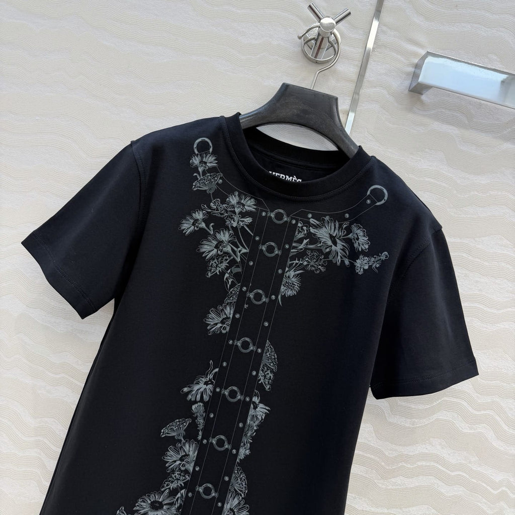Hermes Floral Harness-Print T-Shirt