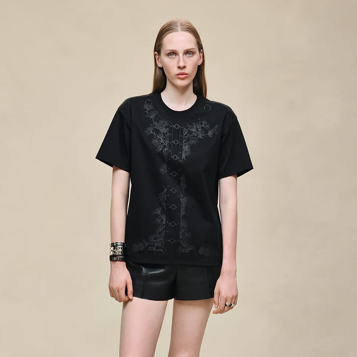 Hermes Floral Harness-Print T-Shirt