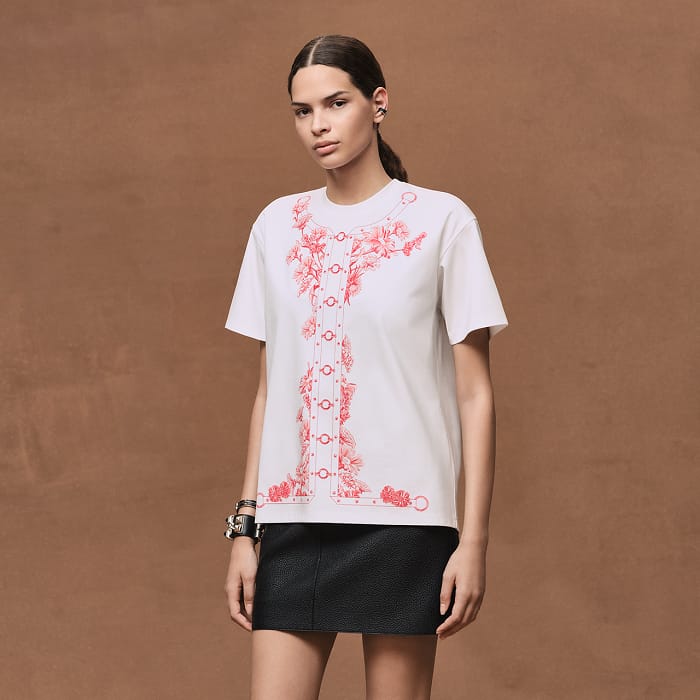 Hermes Floral Harness-Print T-Shirt