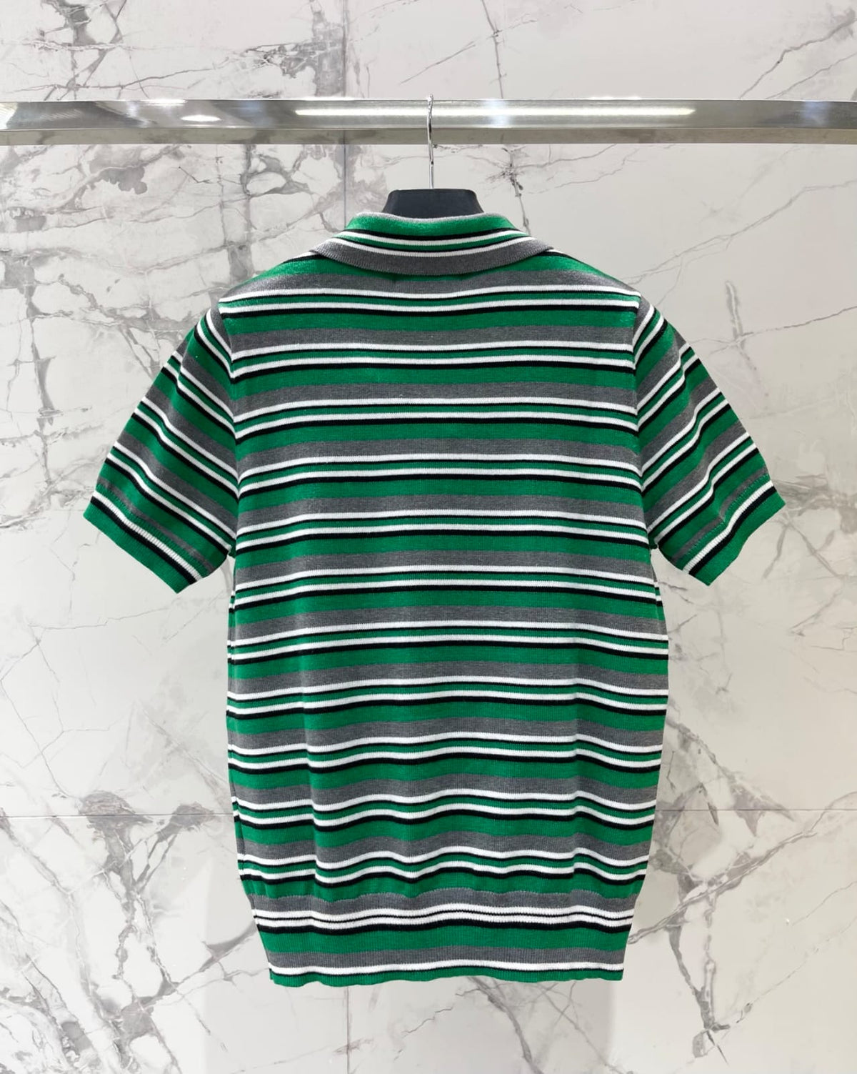 Prada Striped Short-Sleeve Knit Polo