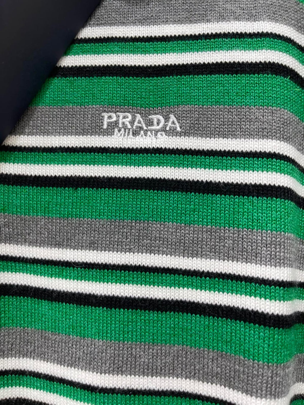 Prada Striped Short-Sleeve Knit Polo