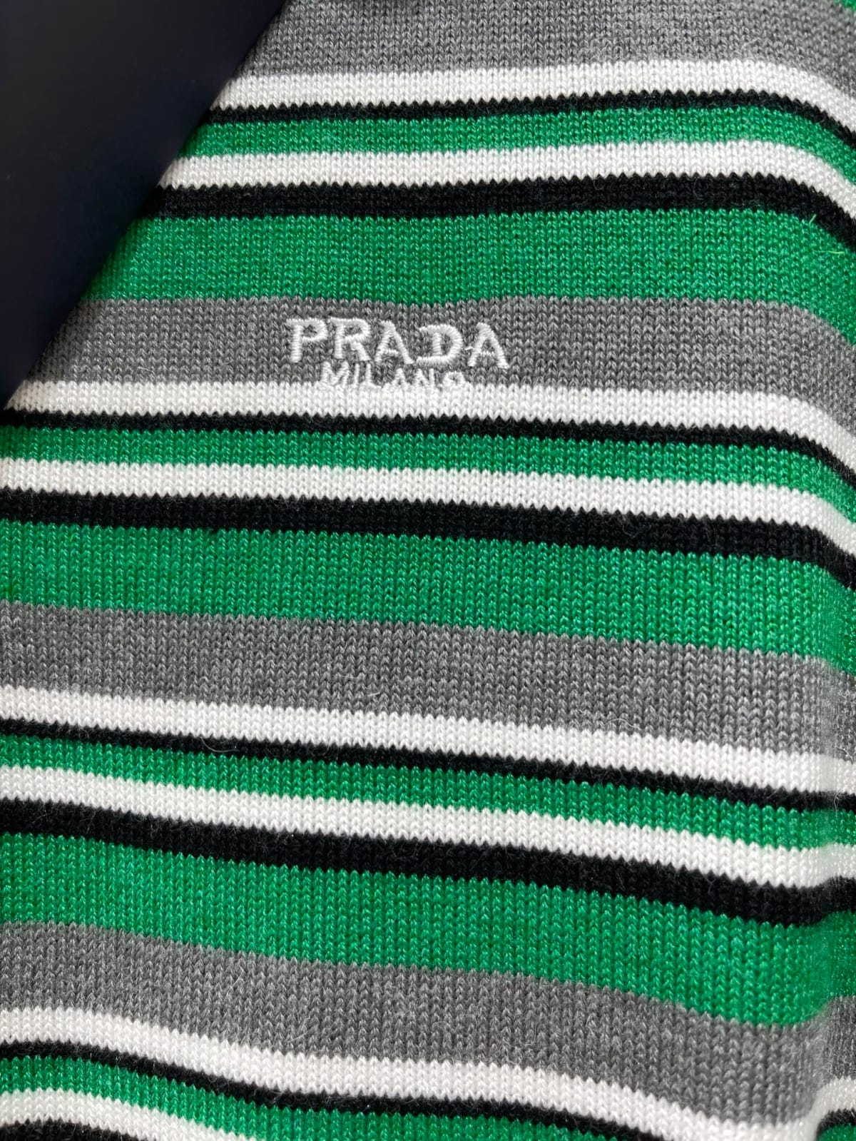 Prada Striped Short-Sleeve Knit Polo