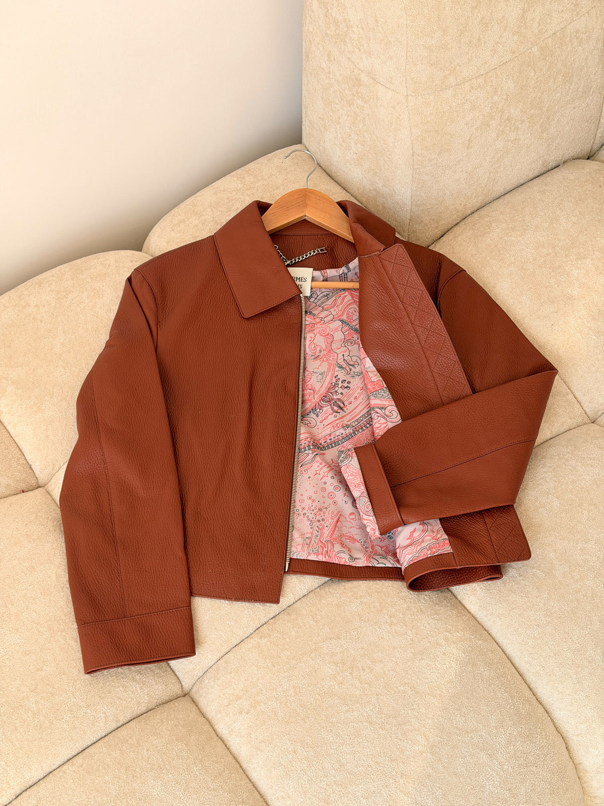Hermes Cropped Zip-Front Collared Jacket