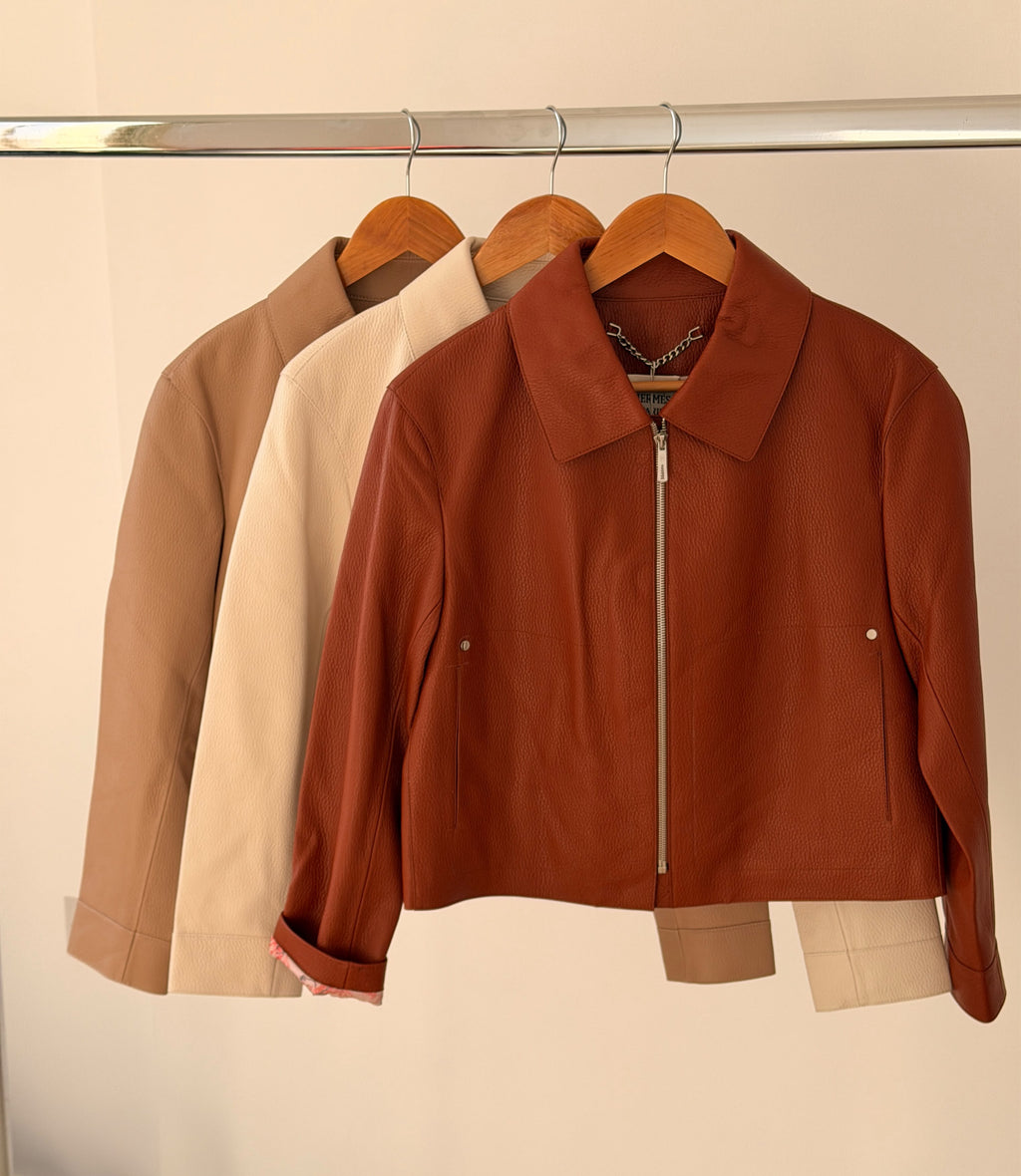 Hermes Cropped Zip-Front Collared Jacket