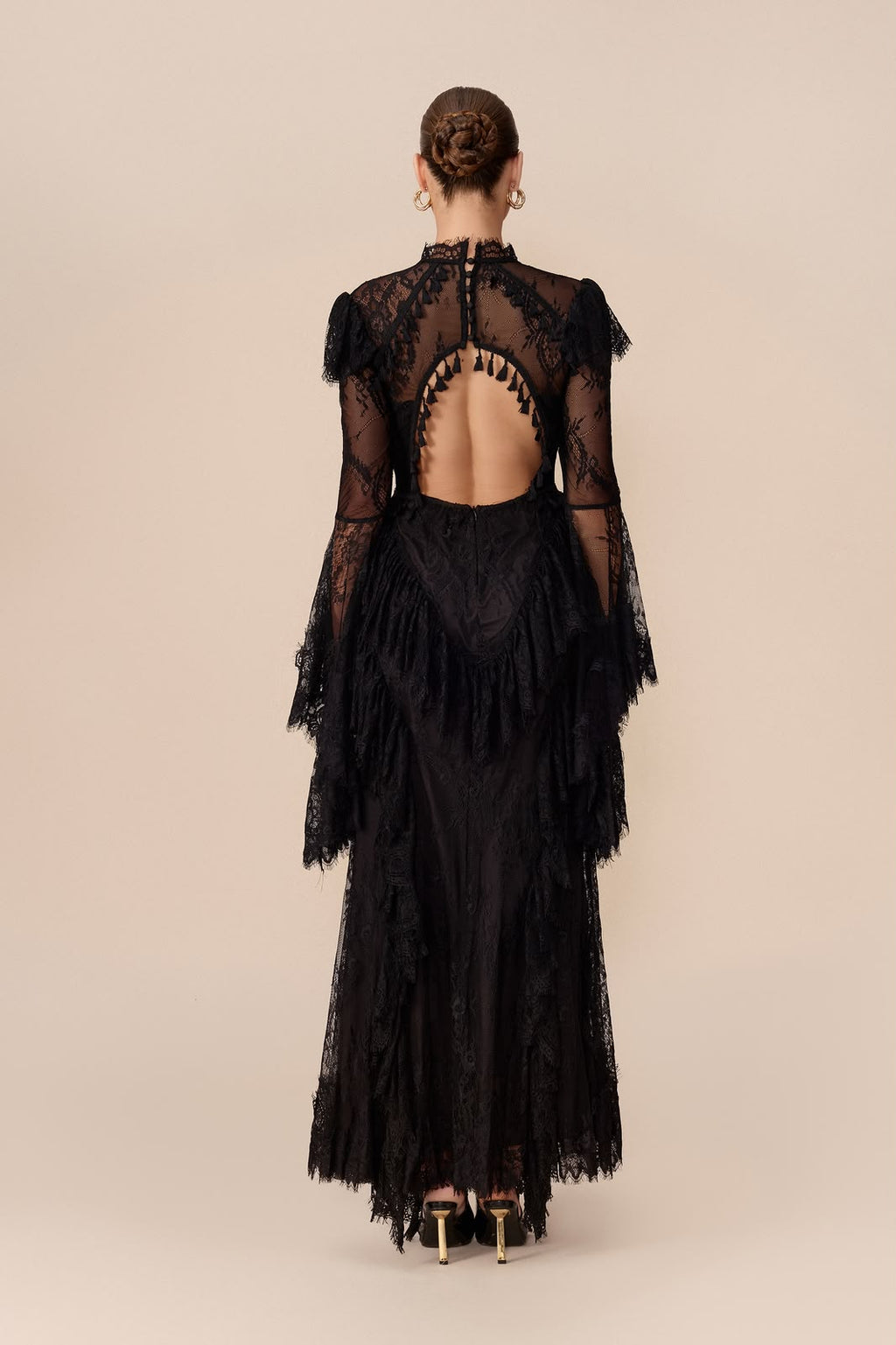 Zimmermann Black Lace Bell-Sleeve Maxi Dress