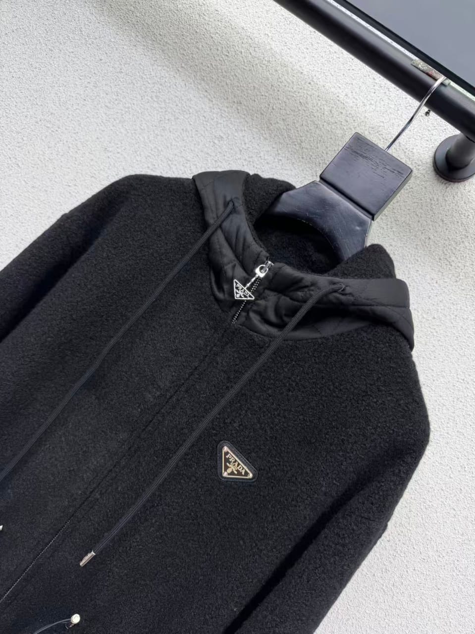 Prada Hooded Drawstring Jacket with Quilted Pockets