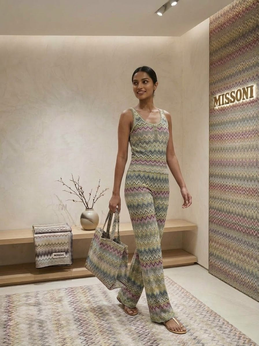 Missoni Chevron Sleeveless Top and Wide-Leg Trousers Set