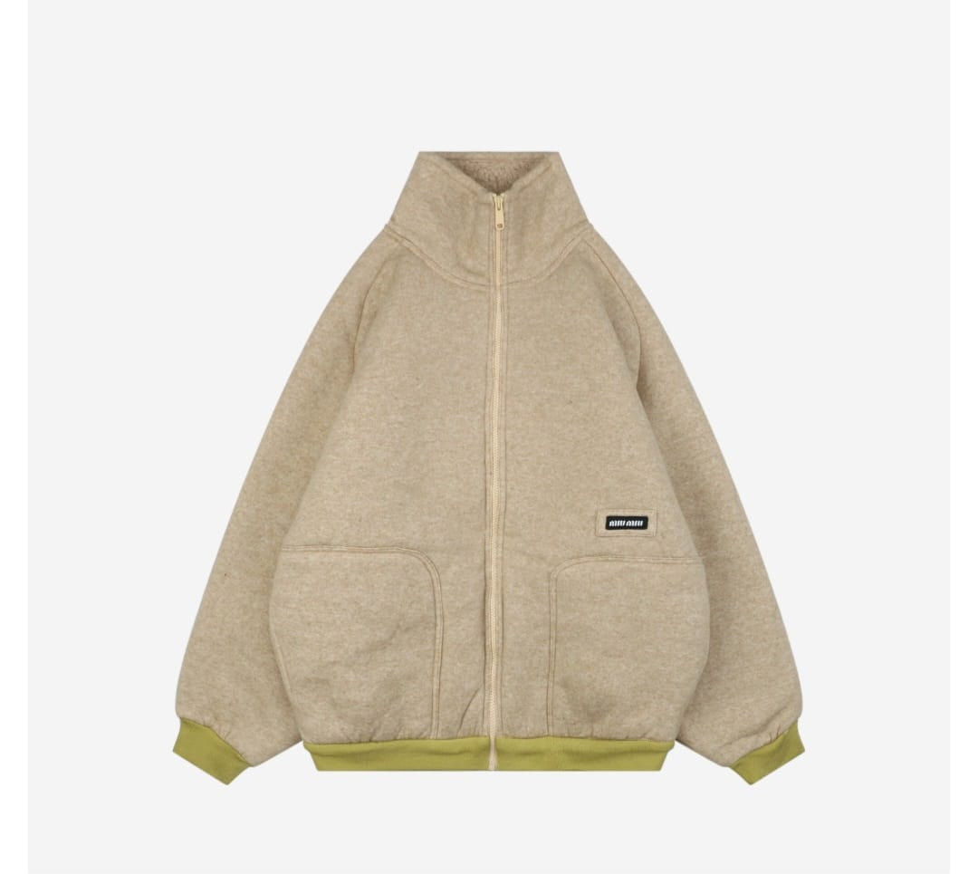 Miu Miu High-Collar Zip-Up Textured Jacket